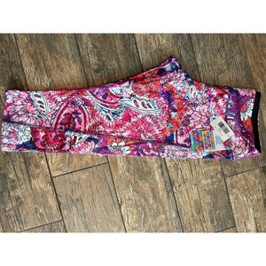 NWT Lularoe L Jade Capri Leggings Pink Tone Floral Stretch Large